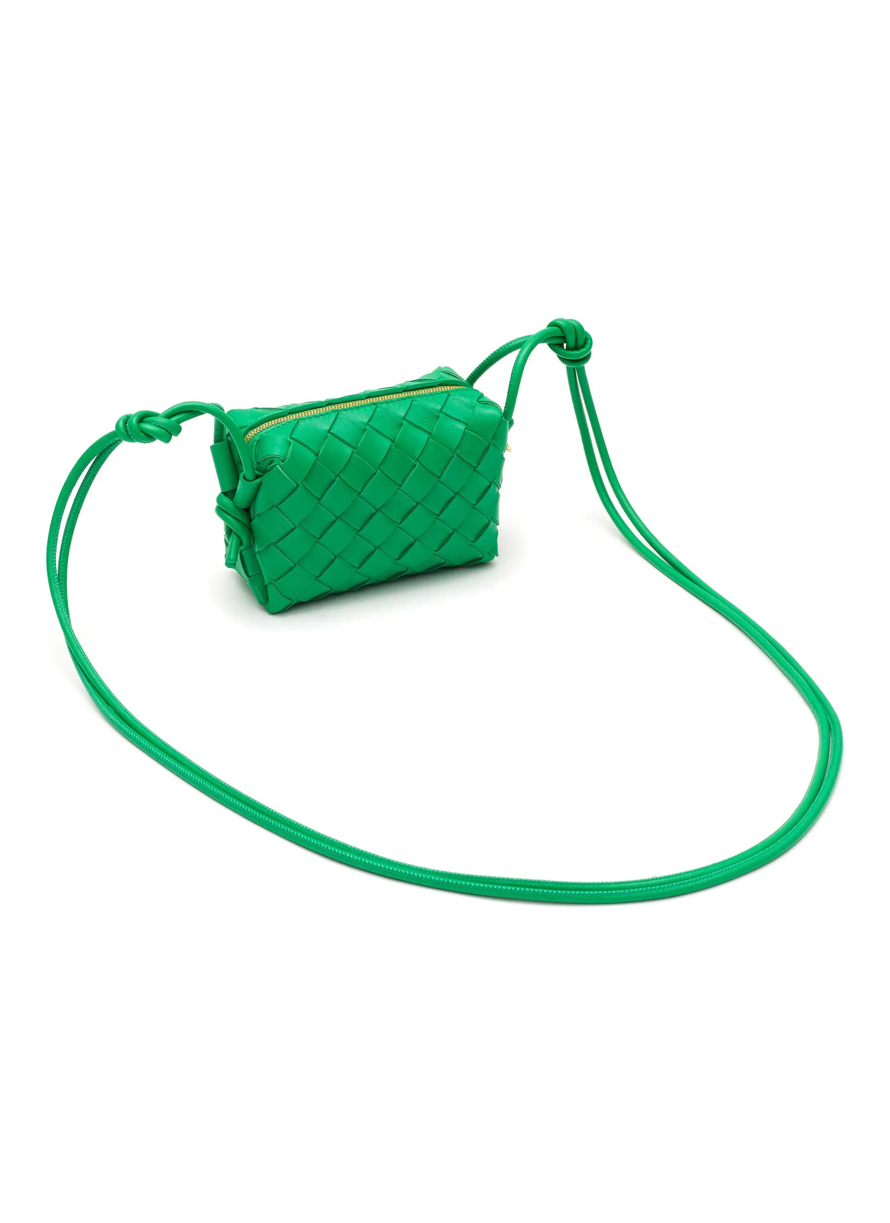 -----------BOTTEGA VENETA  ---- ------------GREEN ----‘CANDY LOOP’ INTRECCIATO NAPPA LEATHER CROSSBODY BAG --