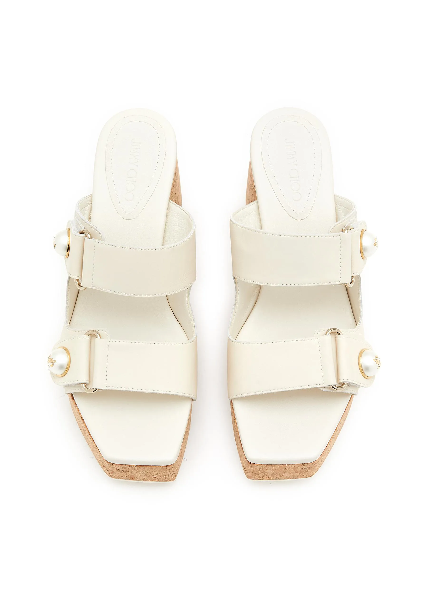 -----------JIMMY CHOO  ---- ------------ ----Fayence 95 Leather Wedge Sandals --