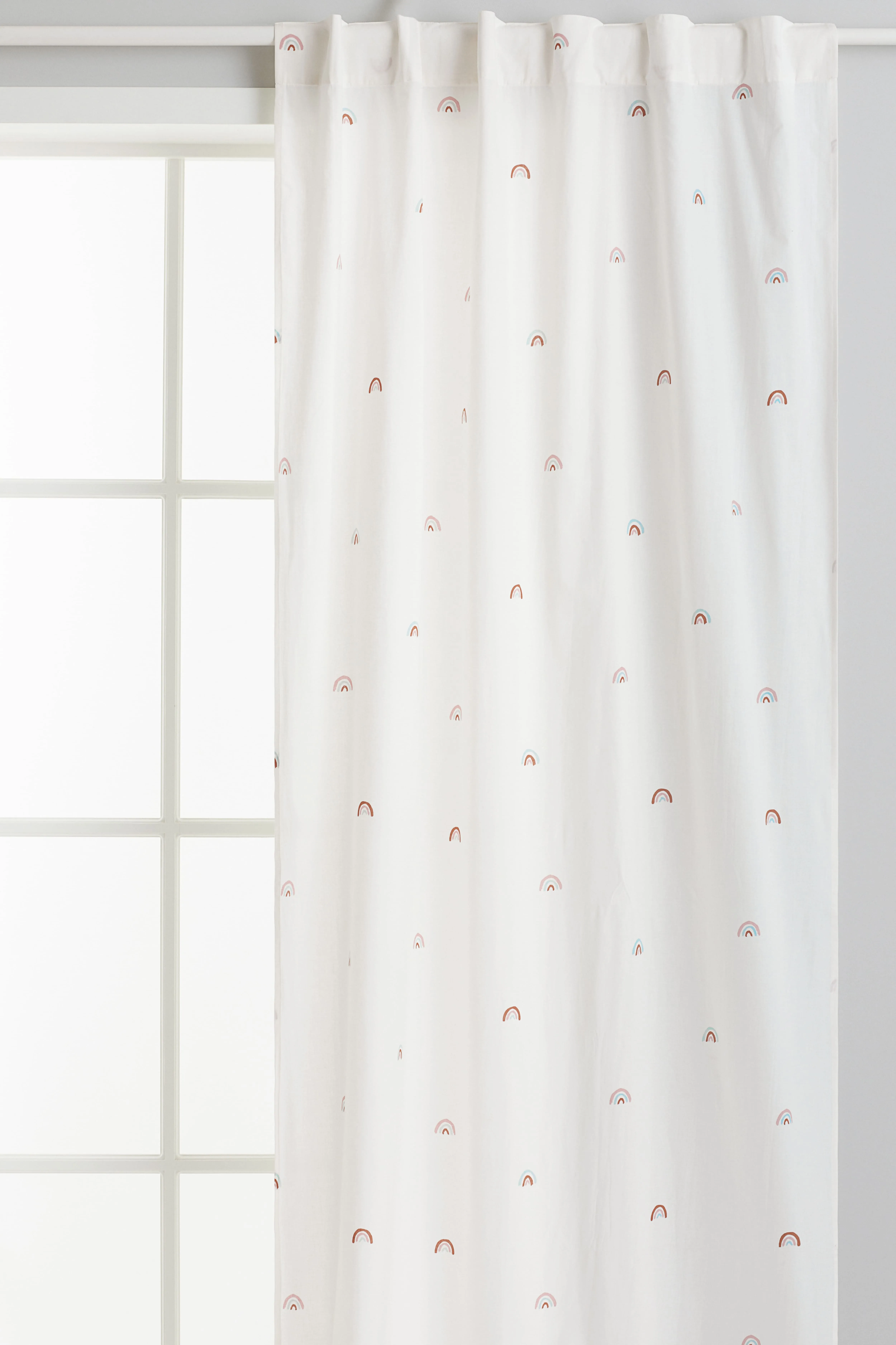 2-pack patterned cotton curtains - White/Rainbows - Home All | H&M GB