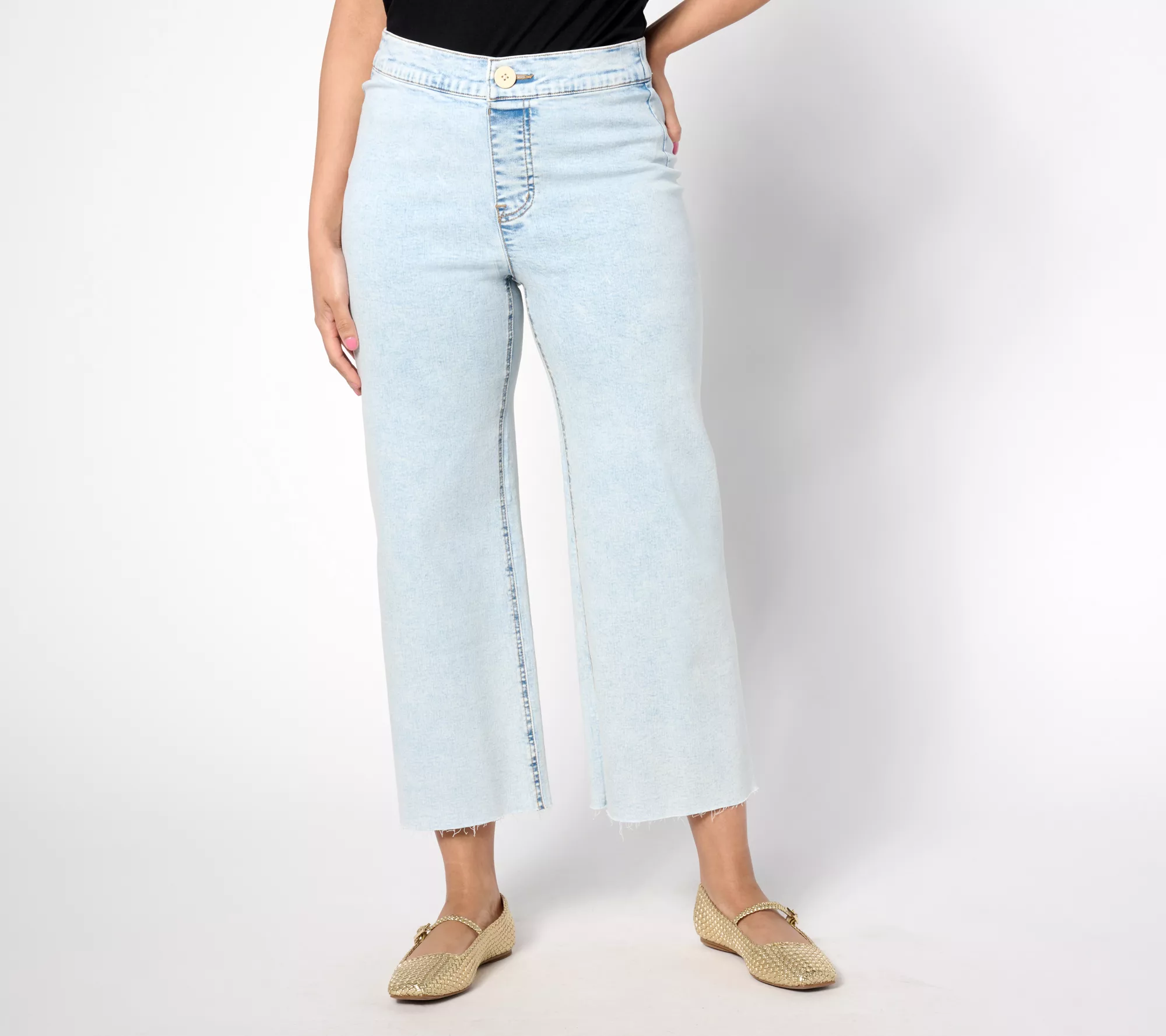 "As Is" Isaac Mizrahi Live! Petite True Denim Wide Leg Ankle Jeans