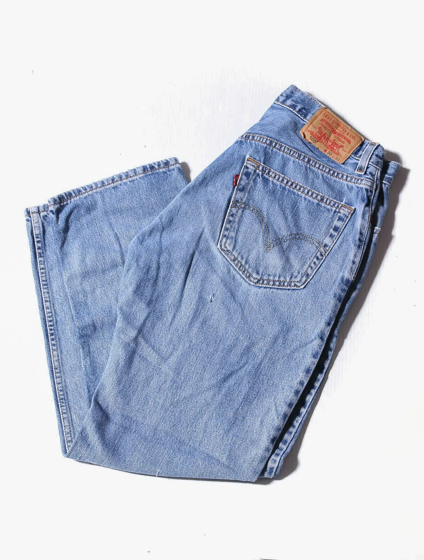 90'S LEVI 505 REGULAR FIT DENIM JEANS *SMALL MARKS THROUGHOUT* (W 30 L 30)