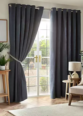 Alan Symonds Chenille Pair of Blackout Eyelet Curtains | Kaleidoscope