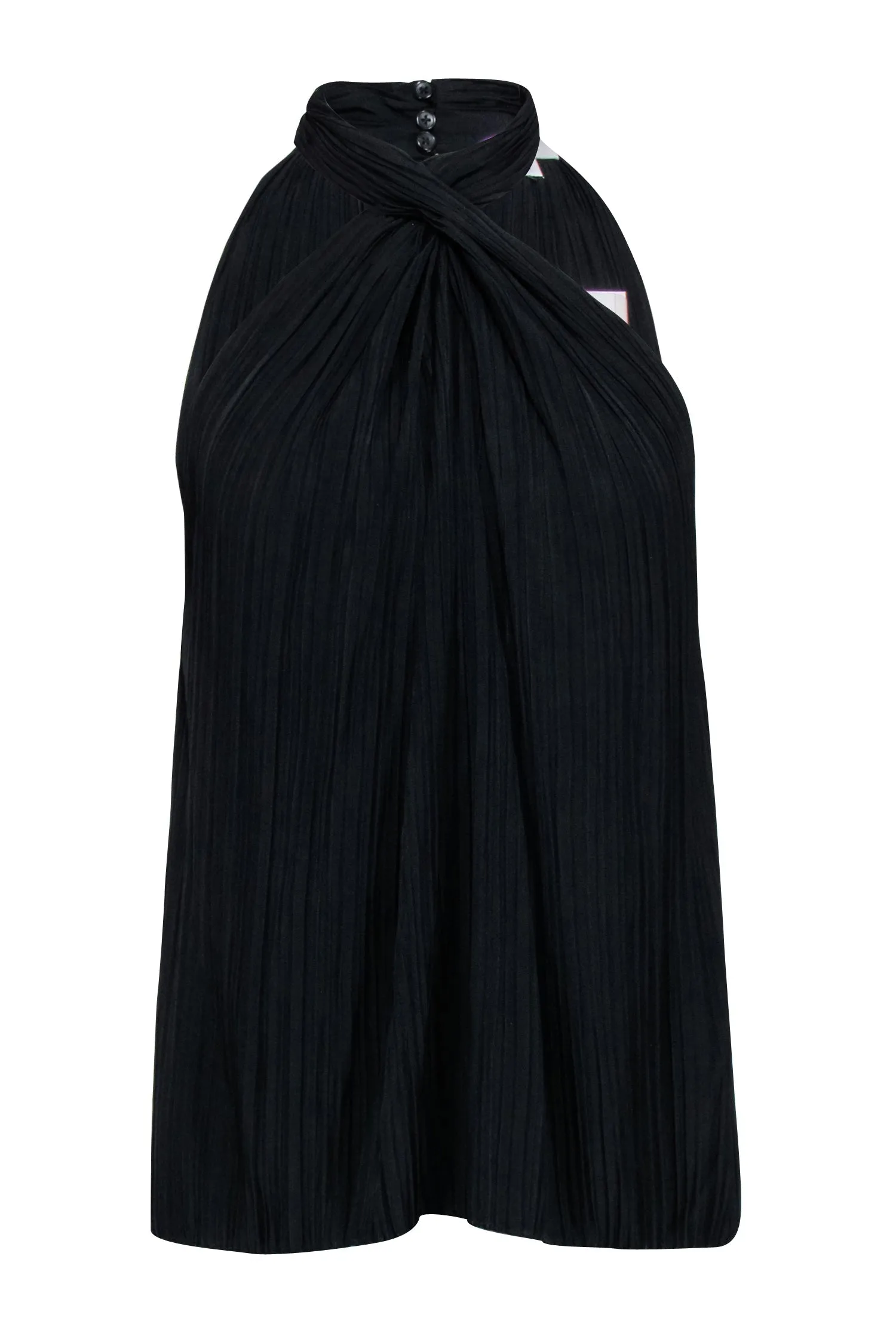 A.L.C. - Black Sleeveless High Neck Pleated Top Sz 4