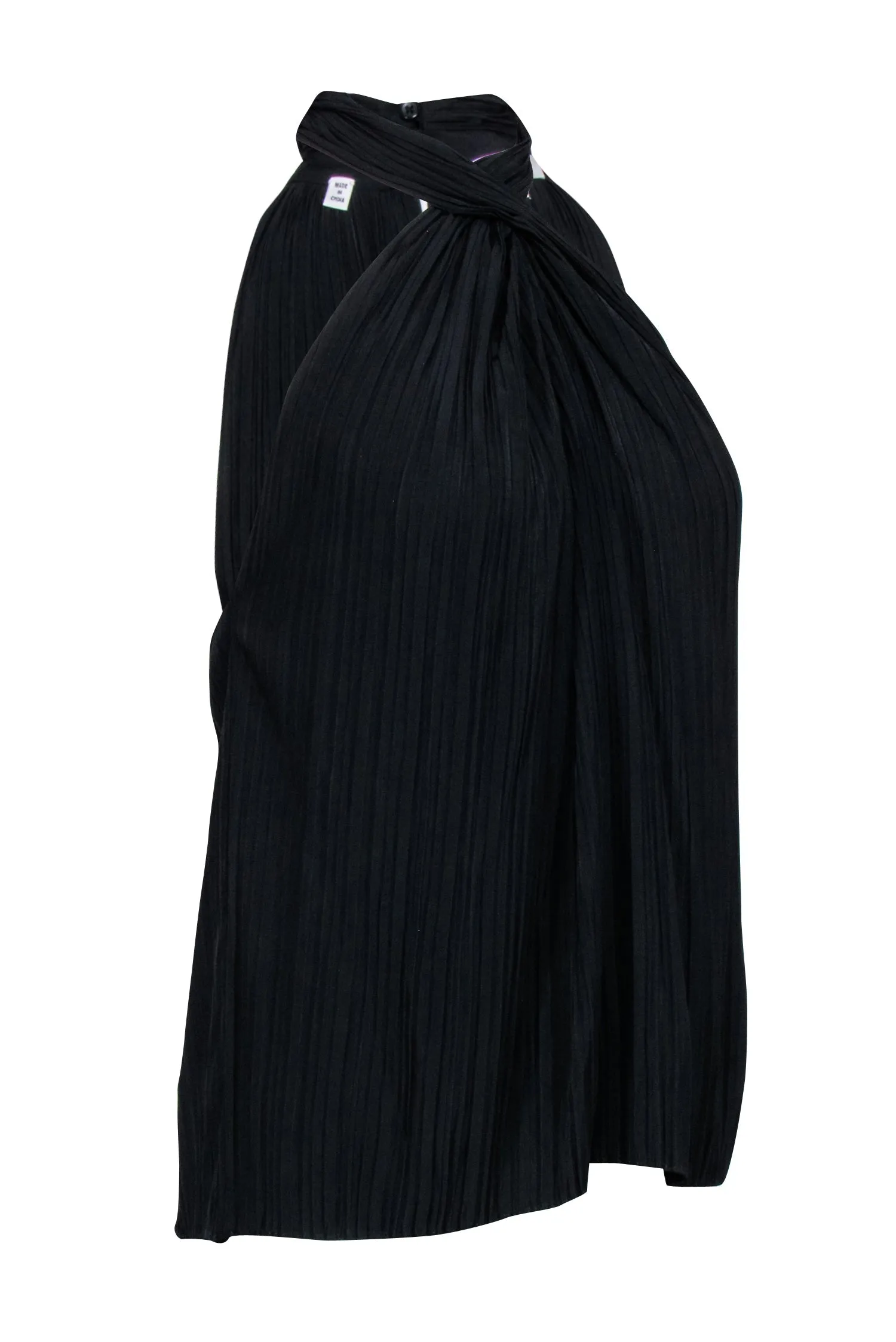 A.L.C. - Black Sleeveless High Neck Pleated Top Sz 4