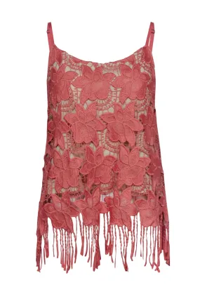 Alice & Olivia - Salmon Embroidered Sleeveless Top Sz 12