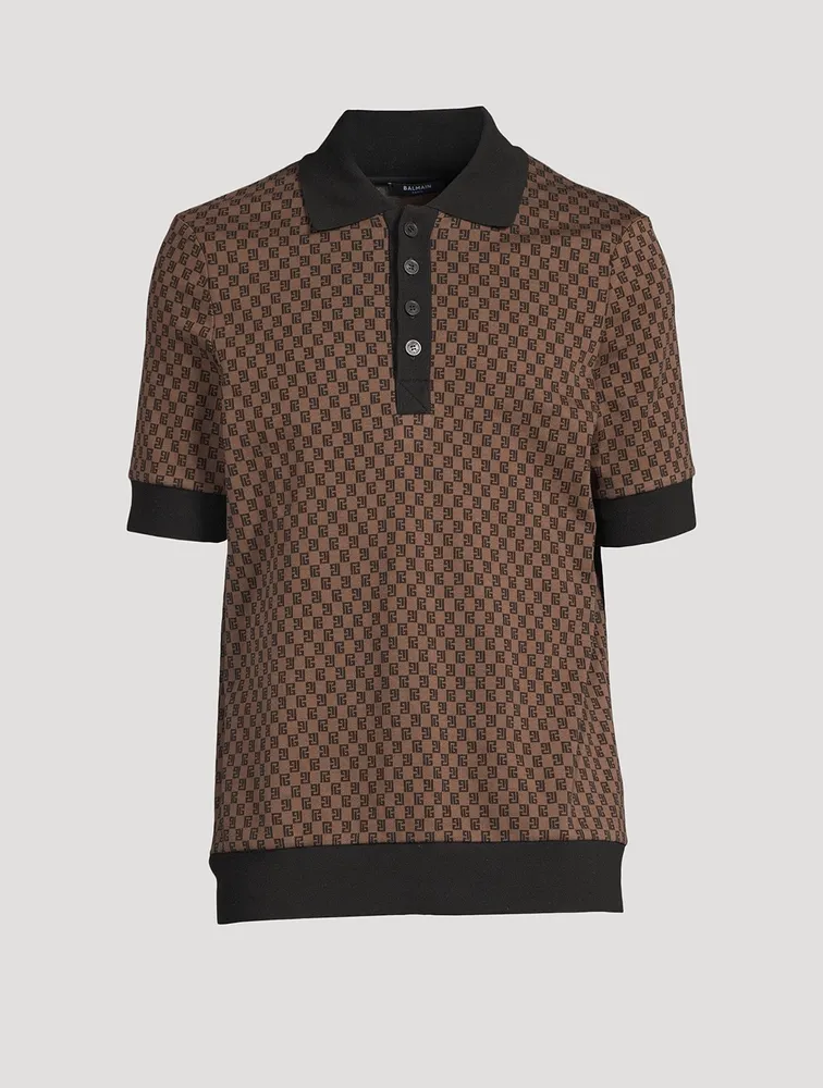 BALMAIN Mini Monogram Jersey Polo