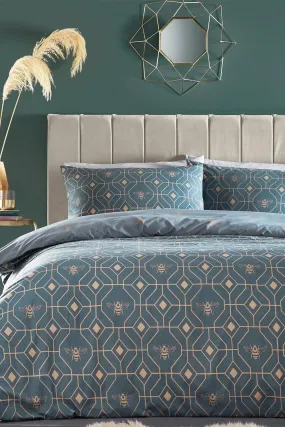 Bedding | Bee Deco Geometric Reversible Duvet Cover Set | Furn