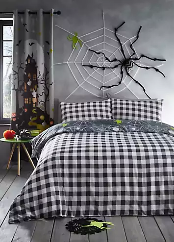 Bedlam Spiders Glow In The Dark Halloween Duvet Cover Set | Kaleidoscope