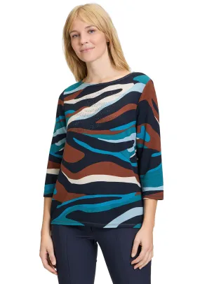 Betty Barclay Print Long Sleeve Sweater, Blue