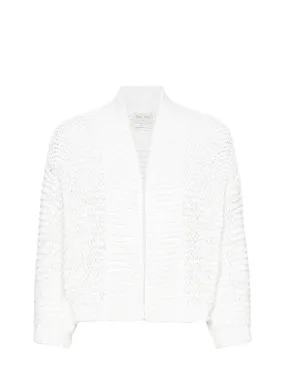 Boucl' chamois tape cardigan, white