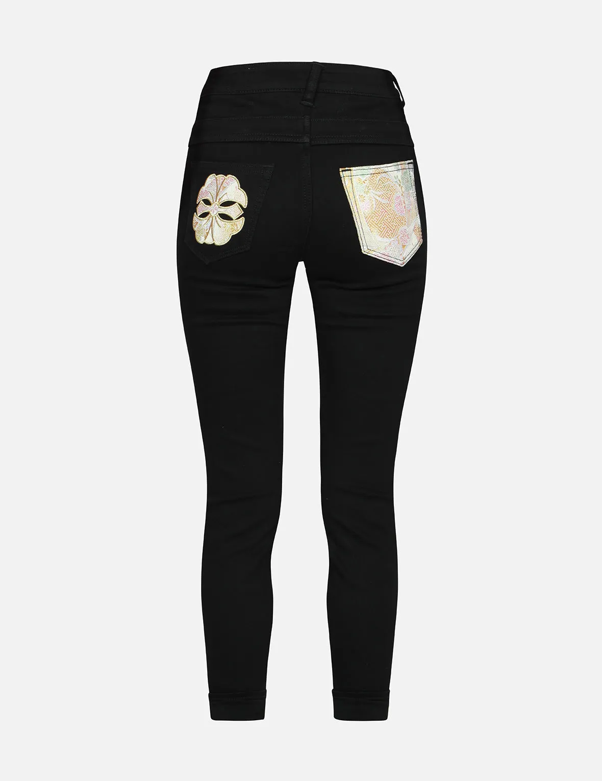 Brocade Kamon and Floral Flow Skinny Fit Jeans