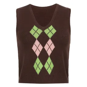 Brown Argyle Vest