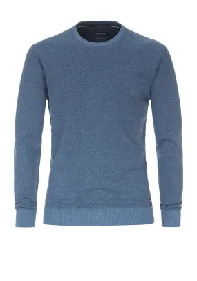 Casa Moda Birdseye Crew Neck Sweater, Azure Blue