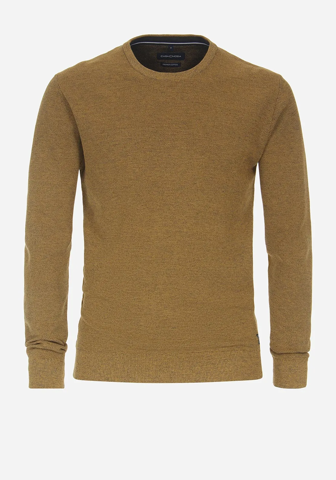 Casa Moda Birdseye Crew Neck Sweater, Old Gold