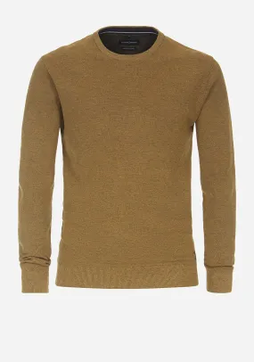 Casa Moda Birdseye Crew Neck Sweater, Old Gold