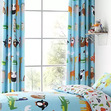 Catherine Lansfield Animal Adventures Pair of Eyelet Lined Curtains | Kaleidoscope