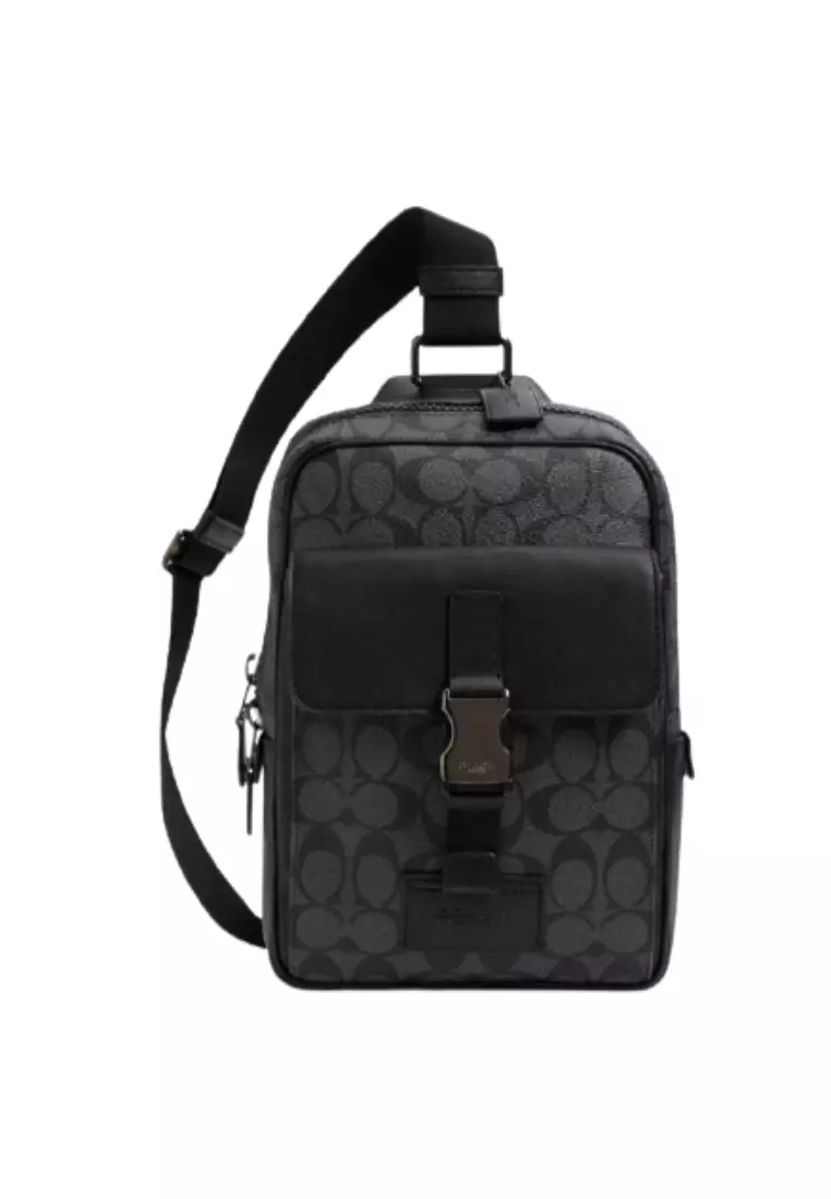 Coach Coach Signature Track Pack C2711 Crossbody Bag In Charcoal