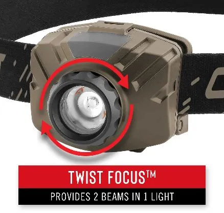 COAST 515 LUMEN RECHARGEABLE HEADLAMP KHAKI