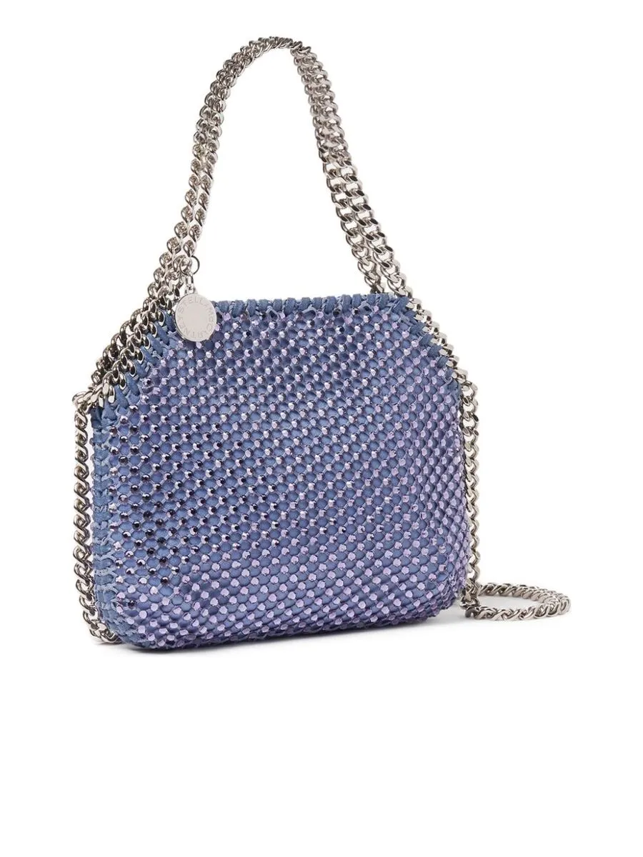 Crystal Embellished Mesh Panel Shoulder Bag