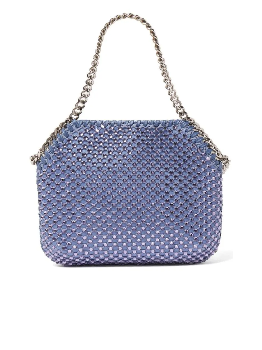 Crystal Embellished Mesh Panel Shoulder Bag