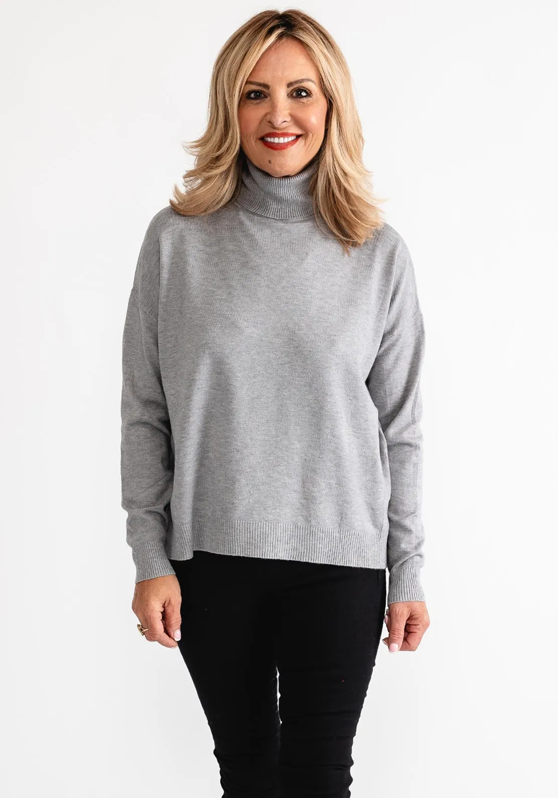 D.E.C.K By Decollage One Size Roll Neck Sweater, Grey