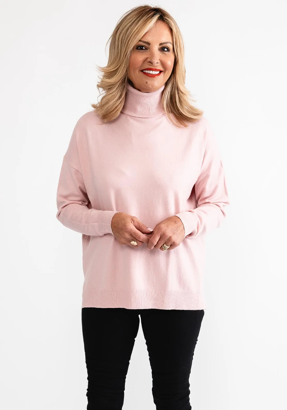 D.E.C.K By Decollage One Size Roll Neck Sweater, Pink