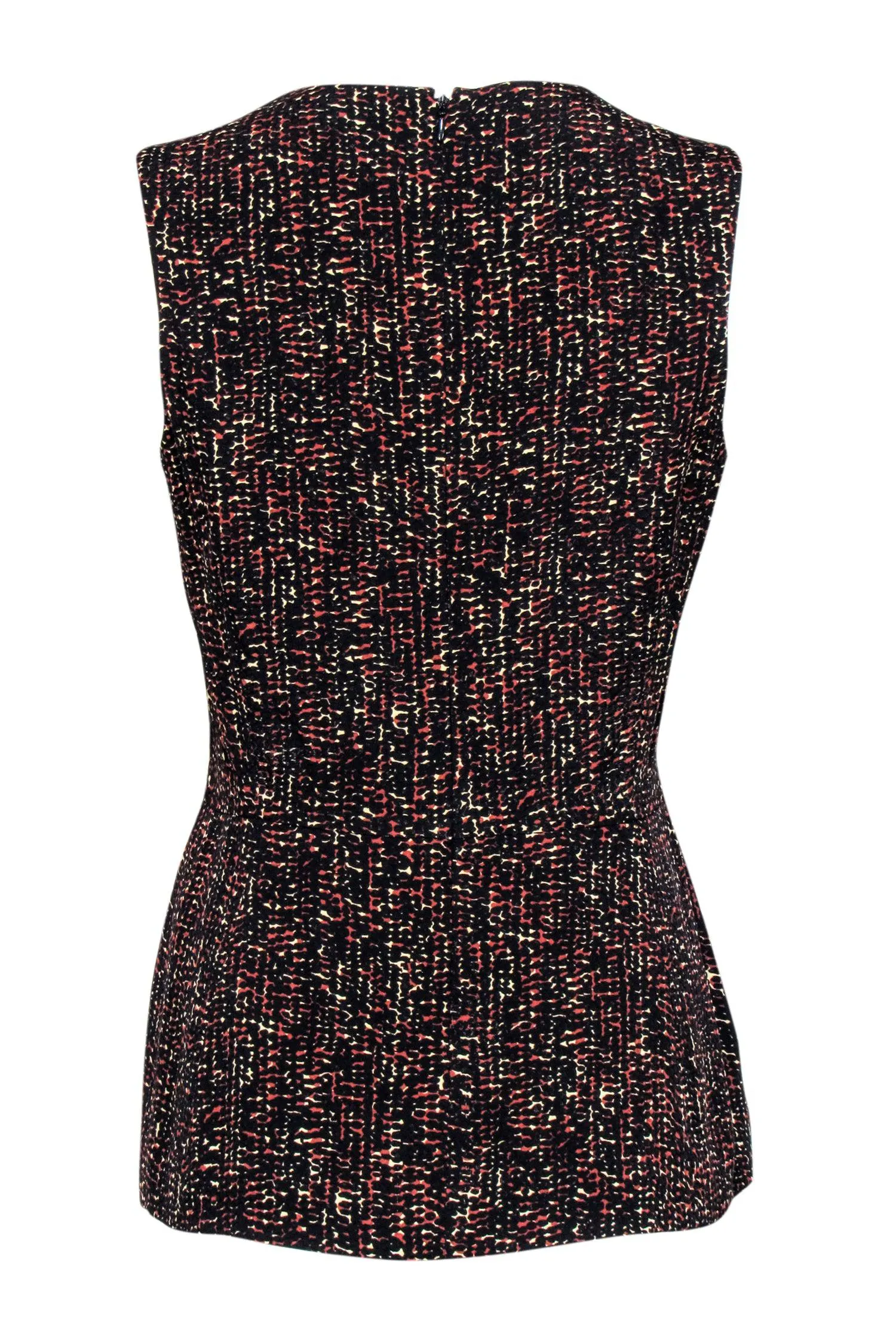 Derek Lam - Black & Rust Speckled Print Peplum Sleeveless Top Sz 6