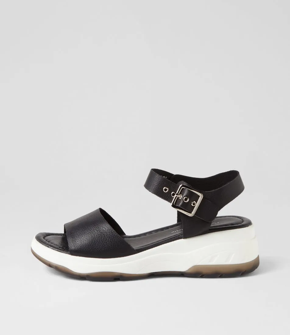 DJANGO & JULIETTE Oami Black White Leather Sandals