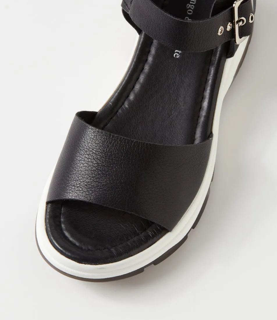 DJANGO & JULIETTE Oami Black White Leather Sandals