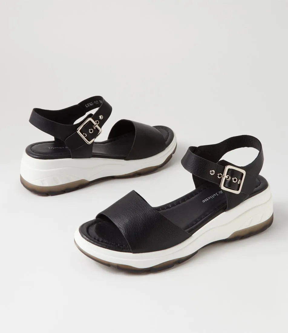 DJANGO & JULIETTE Oami Black White Leather Sandals