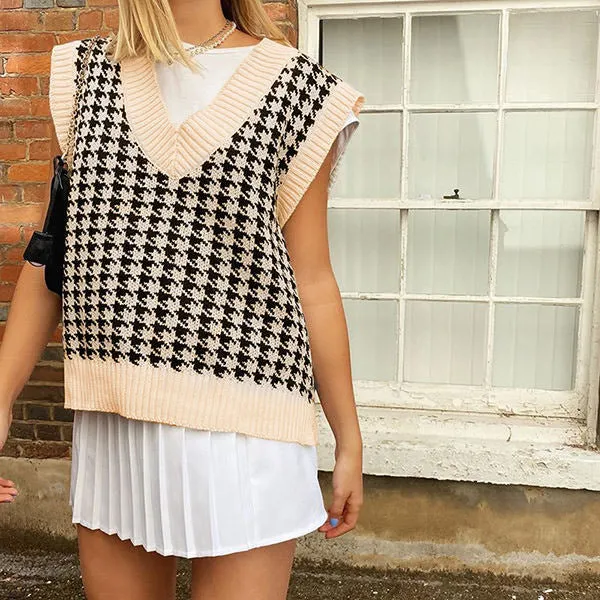 Dogtooth Check Vest