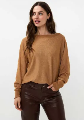 EsQualo Glitter Batwing Sweater, Brown