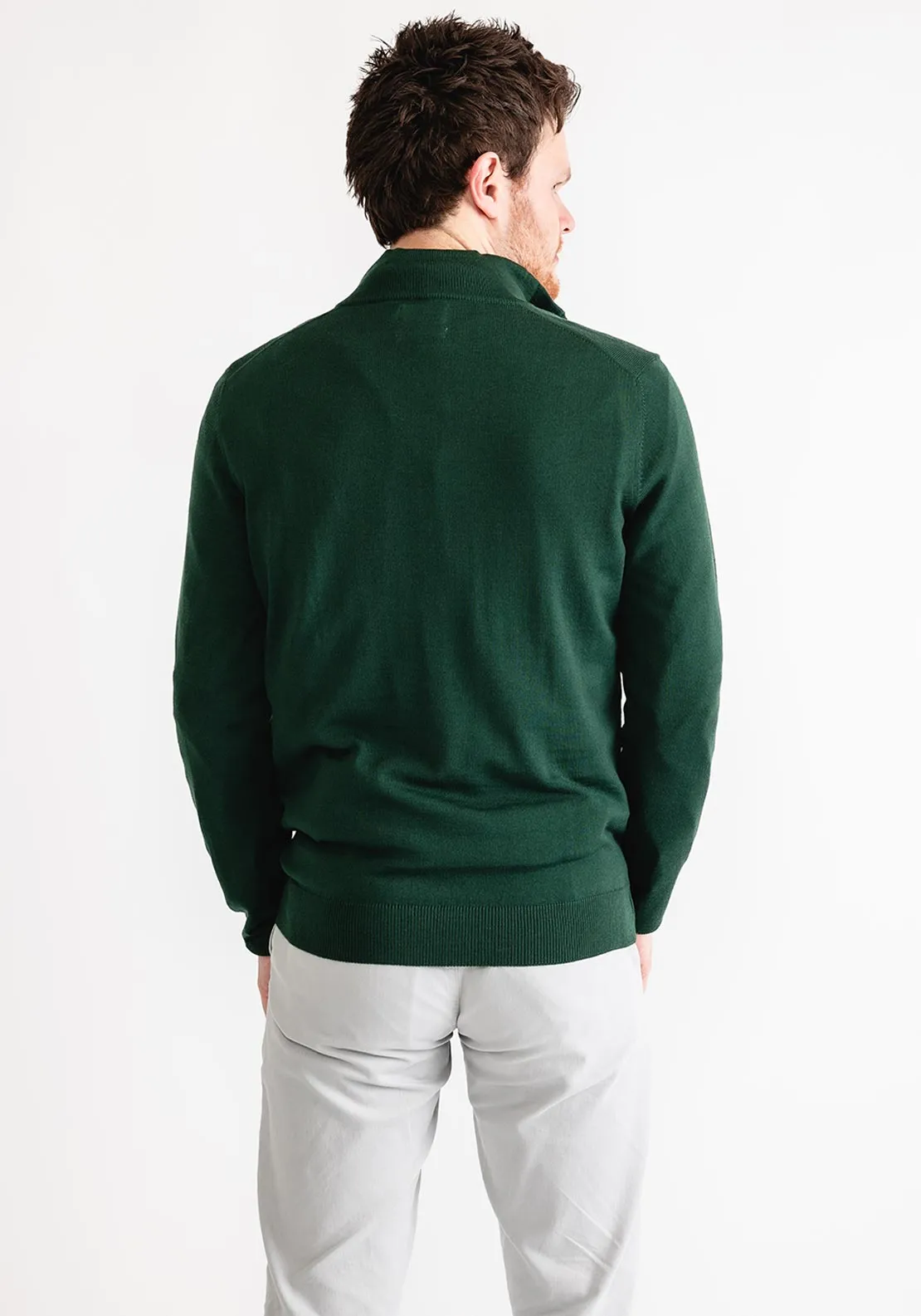 Farah Redchurch Merino Quarter Zip Sweater, Botanic Green