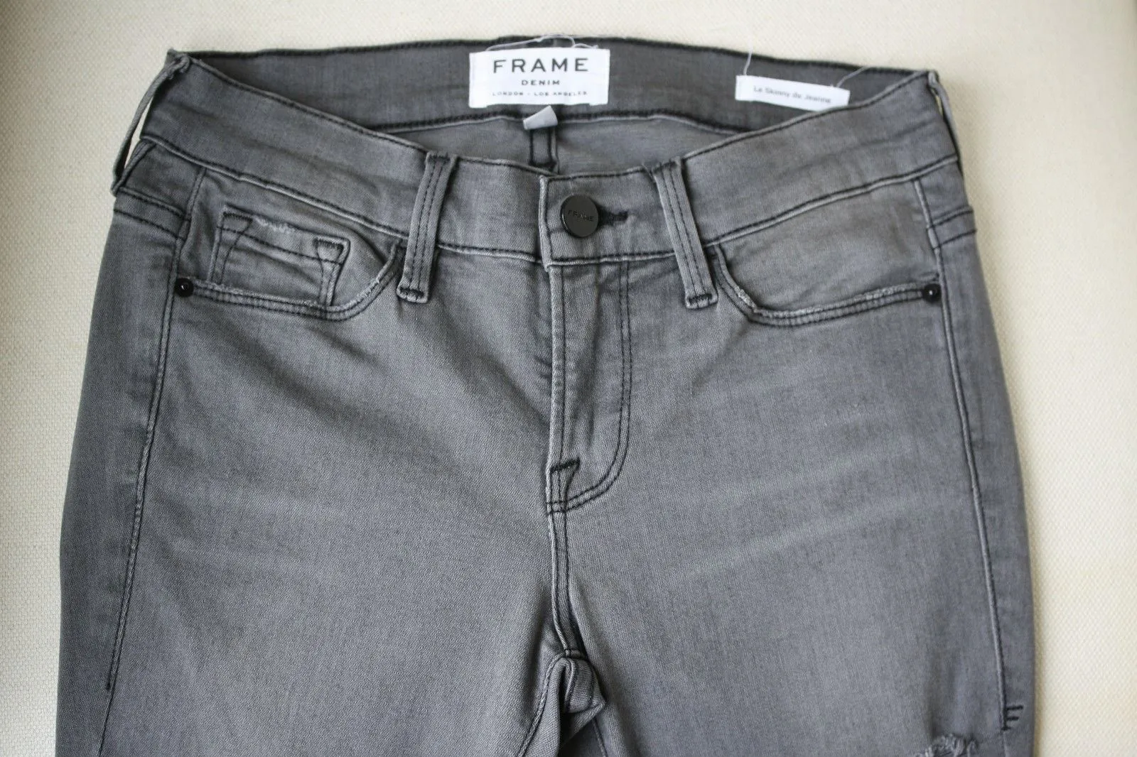 FRAME LE SKINNY DE JEANNE GREYS INN RIP JEANS W25 UK 6/8