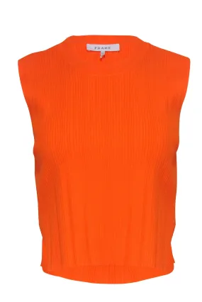 Frame - Orange Ribbed Sleeveless Long Crop Top Sz S