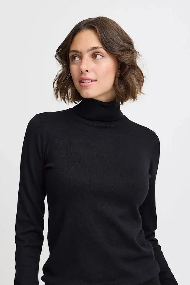 Fransa Clia Roll Neck Knit Sweater, Black