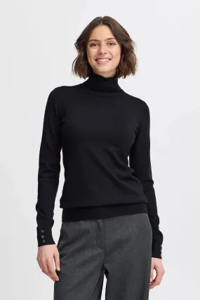 Fransa Clia Roll Neck Knit Sweater, Black