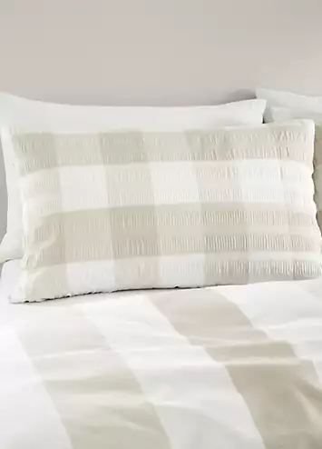 Fusion Seersucker Gingham Check Duvet Cover Set - Natural | Kaleidoscope