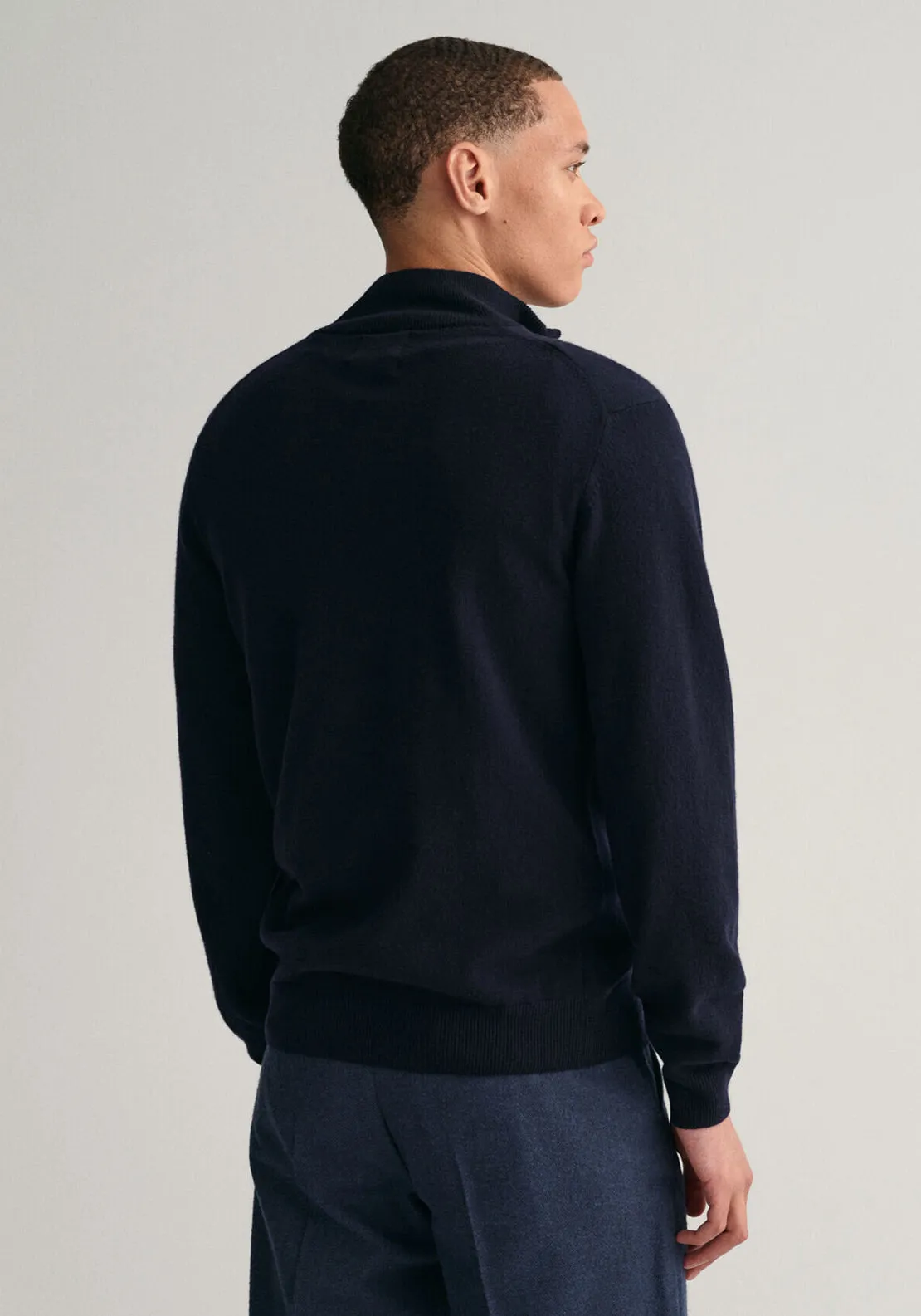 Gant Superfine Lambswool Half Zip Sweater, Navy