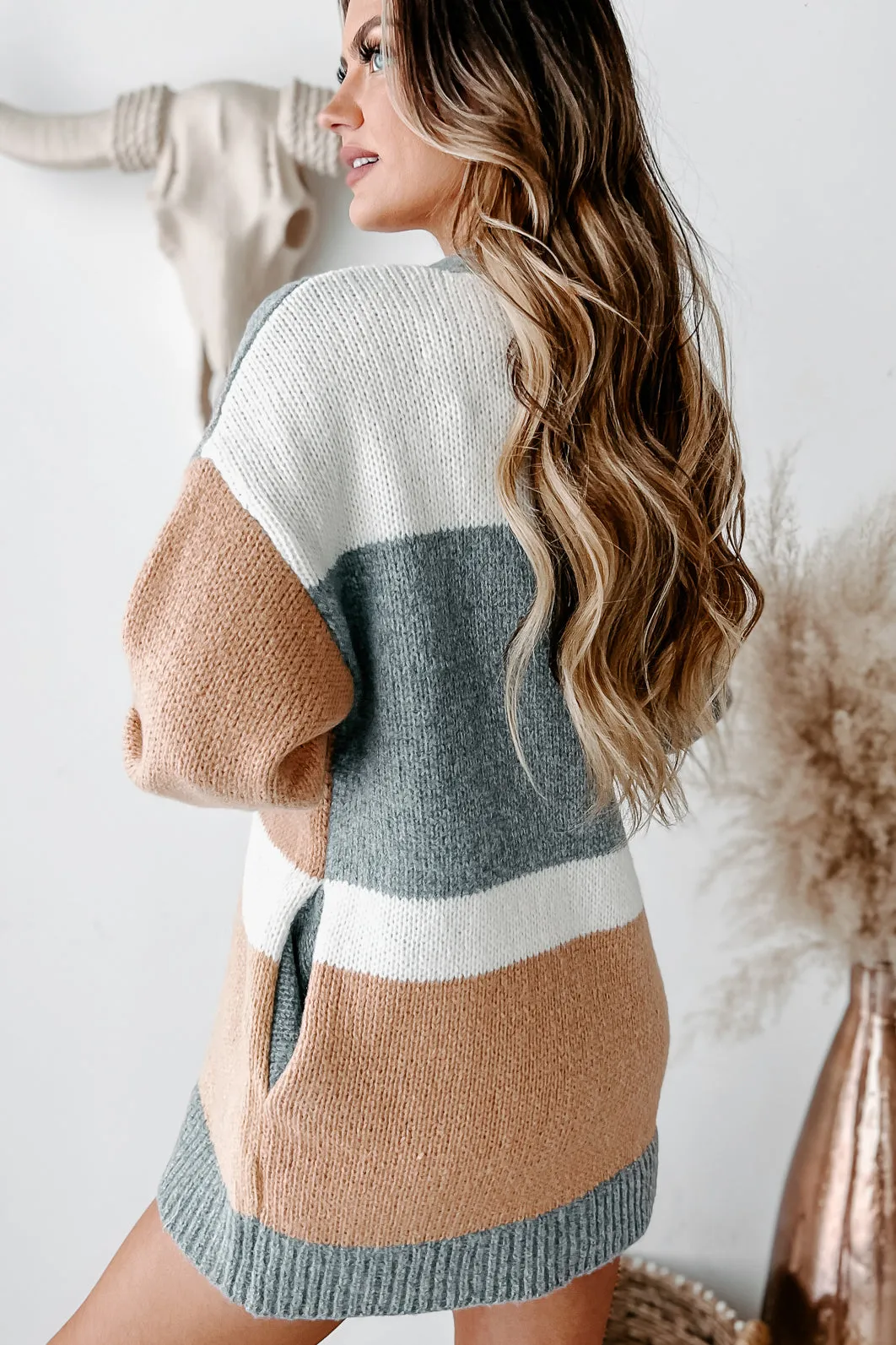 Grandpa Approved Oversized Colorblock Cardigan (Heather Grey Multi)