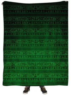 Green Glyphs Plush Blanket