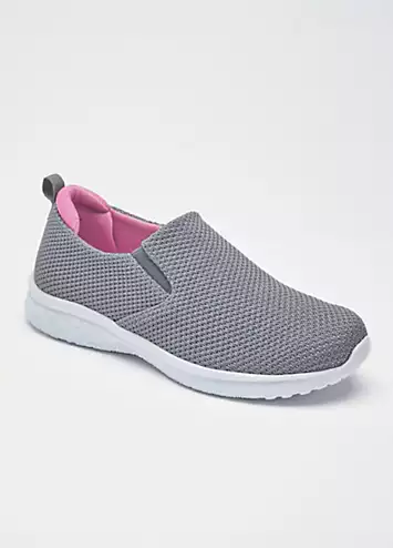 Grey Lightweight Memory Foam Slip-On Trainers by Cotton Traders | Look Again