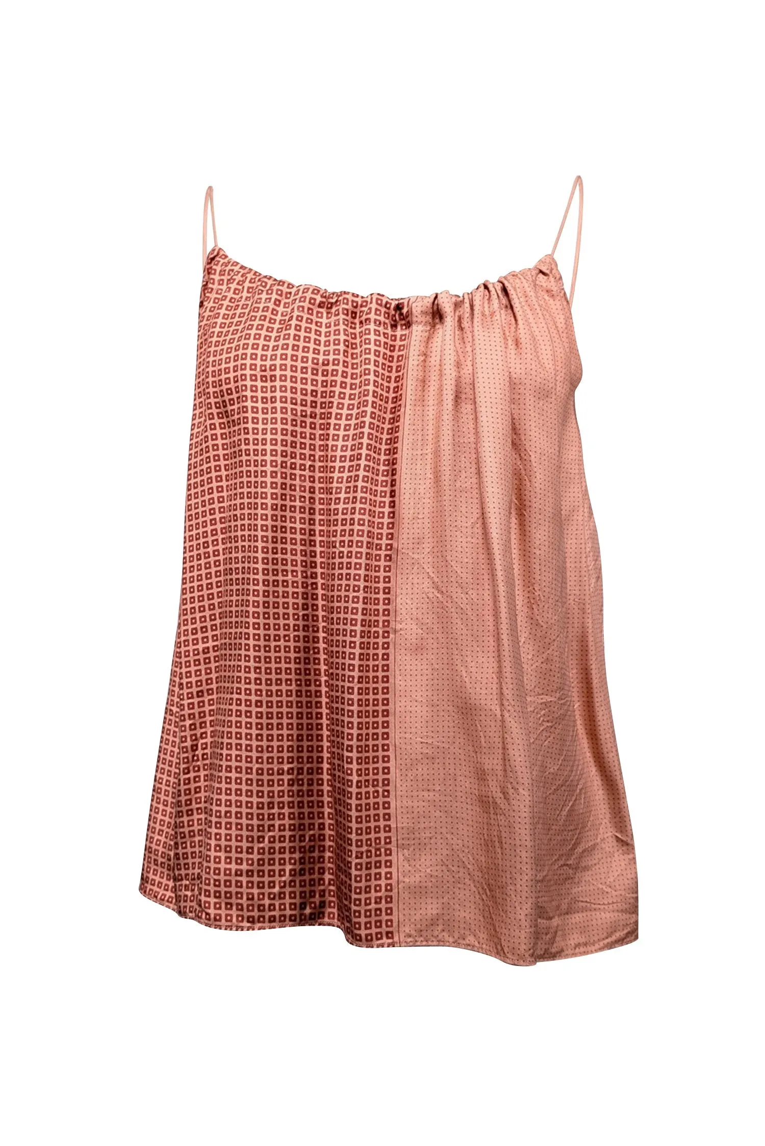 Helmut Lang - Peach & Rust Red Print Sleeveless Top Sz XS