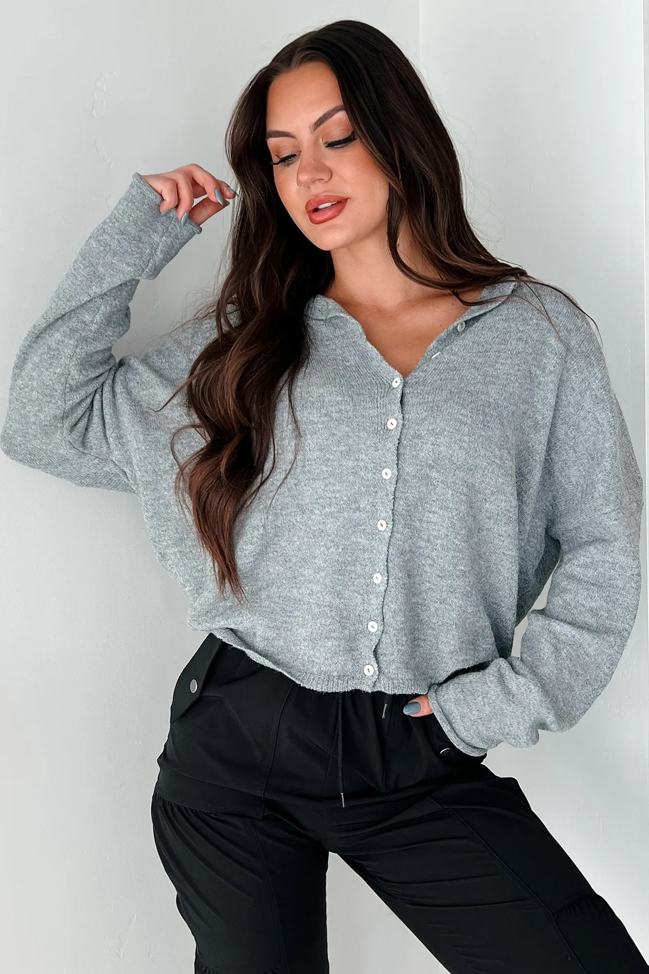 Henrik Lightweight Button Cardigan (Heather Grey)