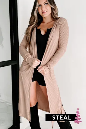 Holiday Steal- Tori Ribbed Hooded Cardigan (French Taupe)