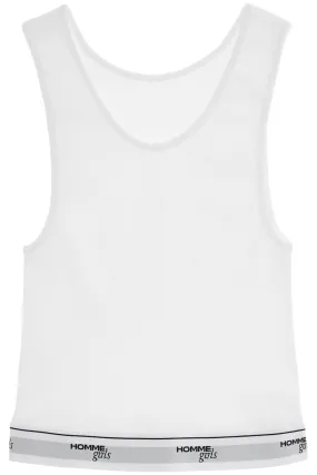 Homme Girls White Cotton Sleeveless Crop Top