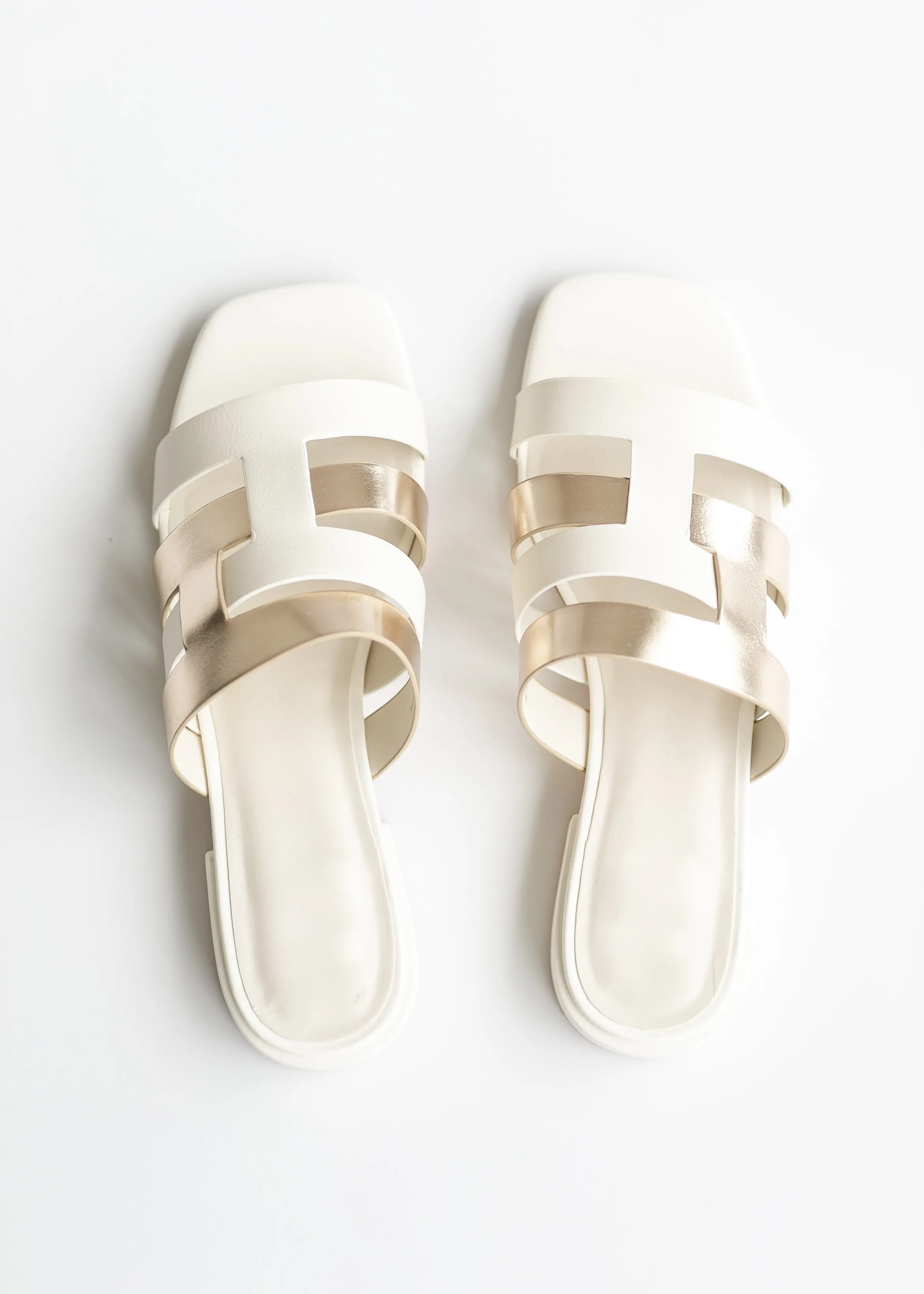 Ivory and Gold Cutout Sandals - FINAL SALE