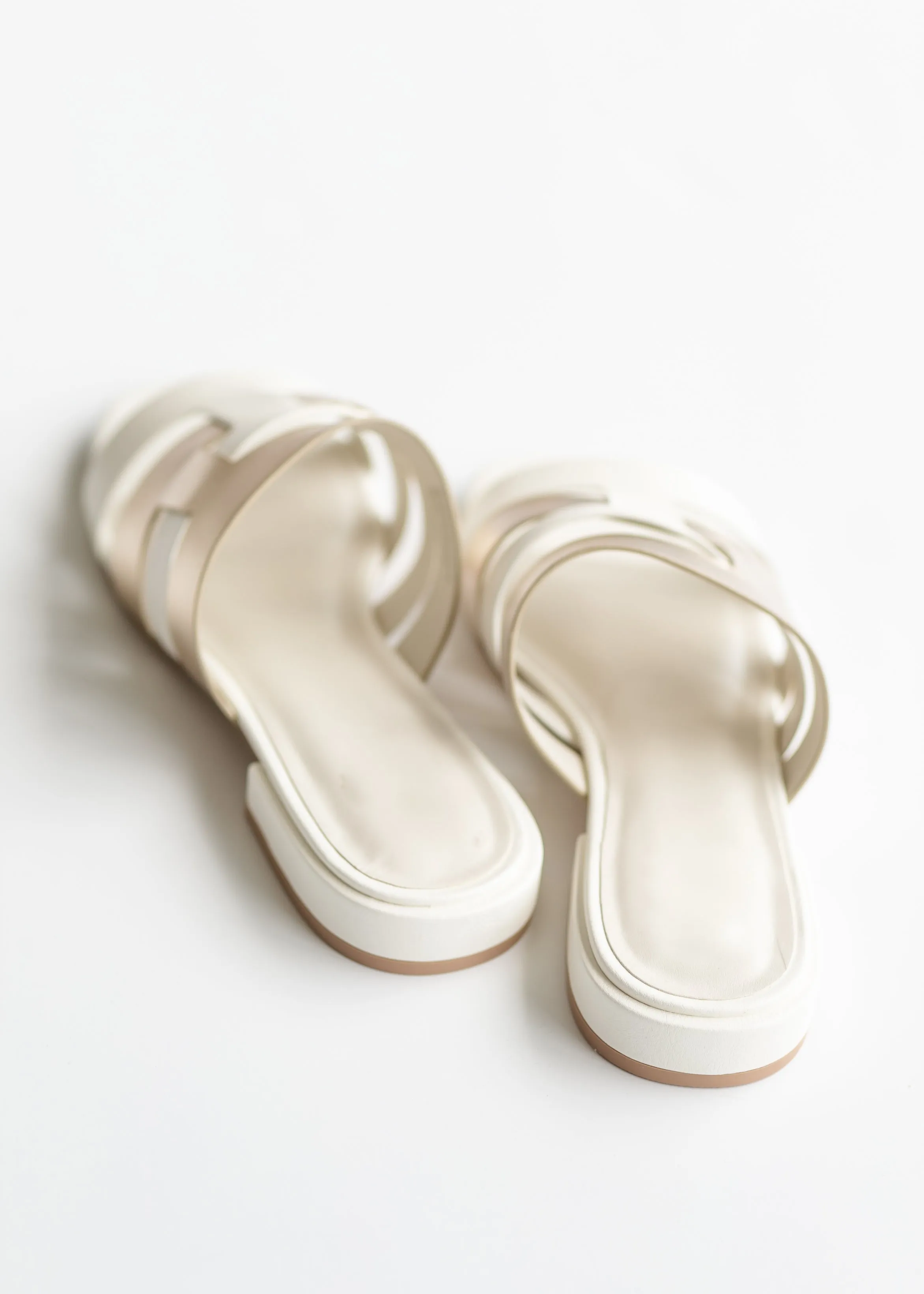 Ivory and Gold Cutout Sandals - FINAL SALE