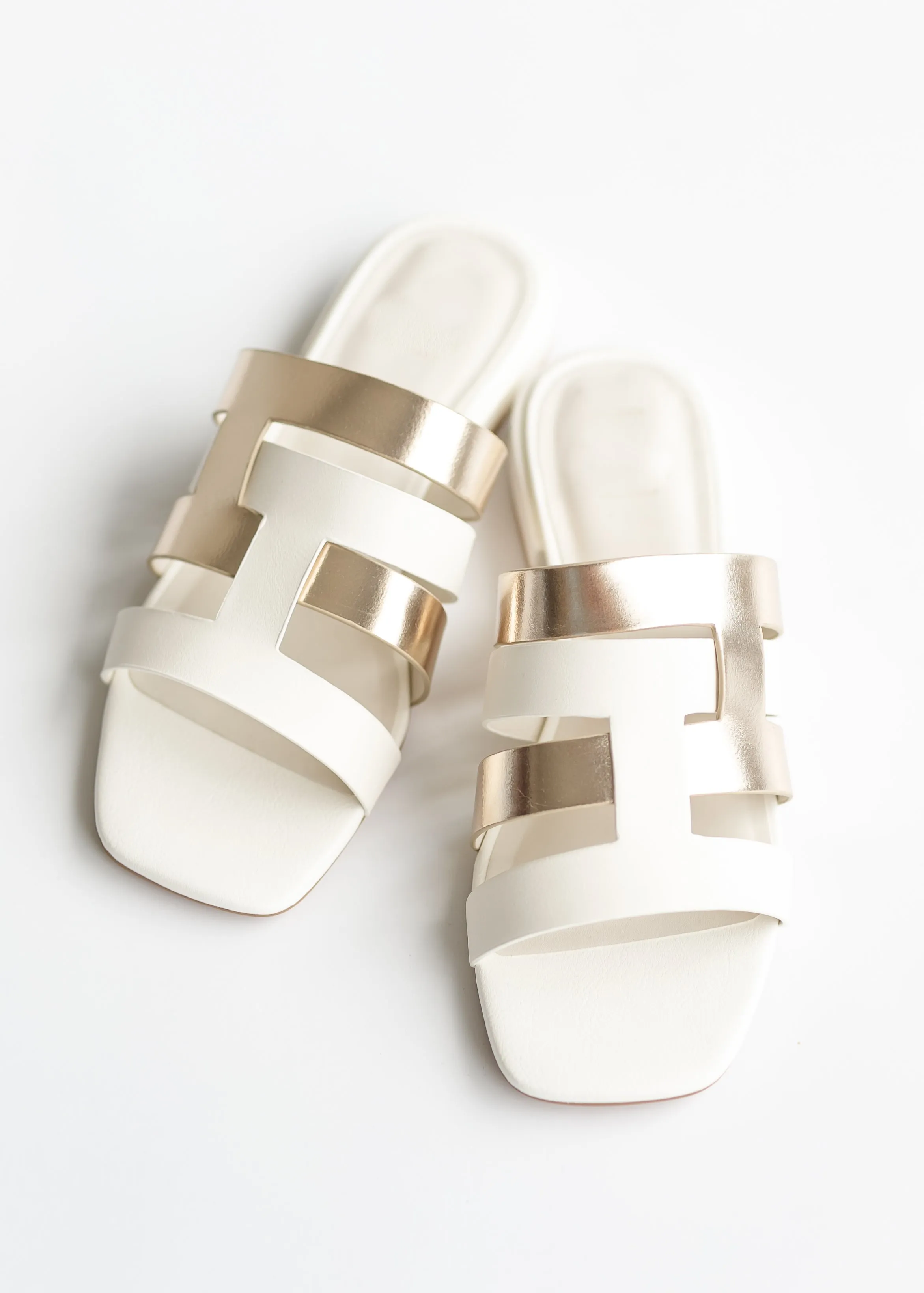 Ivory and Gold Cutout Sandals - FINAL SALE