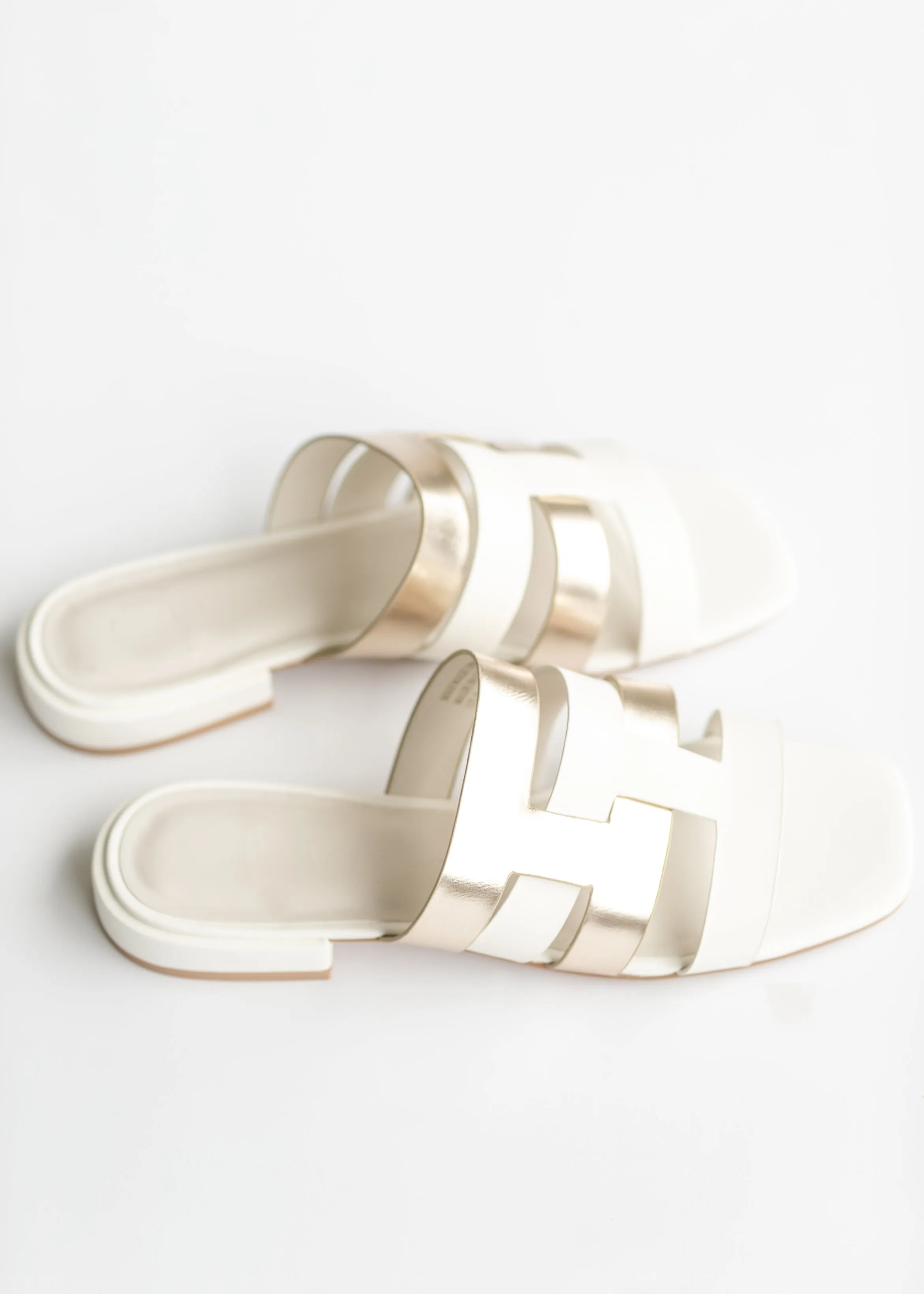 Ivory and Gold Cutout Sandals - FINAL SALE